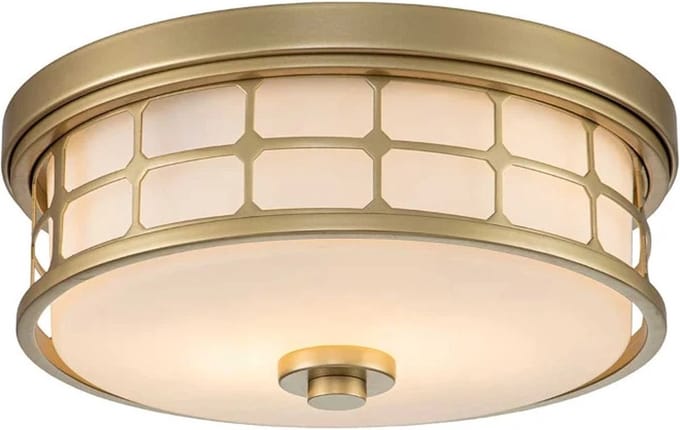 Quoizel LED Plafond Badkamerlamp Guardian | 2X E27 Max 60W | IP44 | Dimbaar | Painted Natural Brass