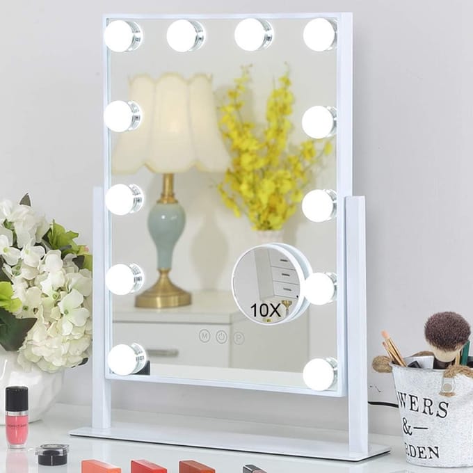 Makeuptafel Met Spiegel en LED Lampen - Kaptafel - Make-Up Tafel