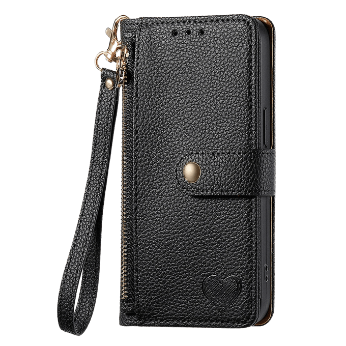 Mocaa Samsung Galaxy A25 Love Heart Wallet Hoesje Zwart