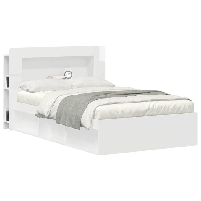 vidaXL - Hoofdeinde - Kast - met - opslag - Hoogglans - Wit - Geconstrueerd - hout