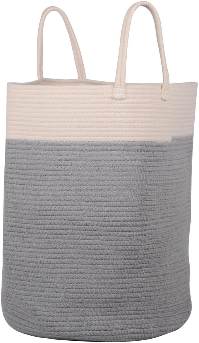 UNUS® Wasmand opvouwbaar katoen grijs wit 40 x 50 cm