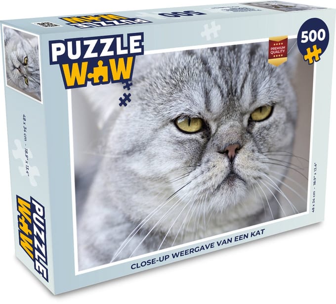 Puzzel Dier - Kat - Grijs - Legpuzzel - Puzzel 500 stukjes