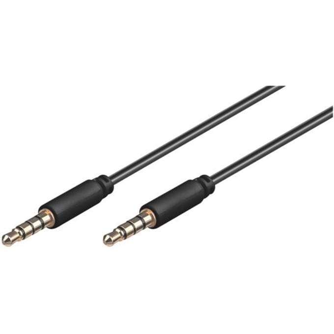 Goobay Audio-aansluitkabel AUX, 3,5 mm stereo 4-polig, slank, CU, Jackplug 3,5 mm-stekker (4-pins