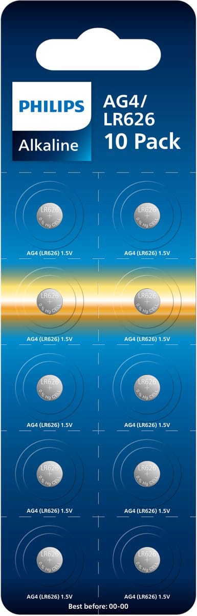Philips Alkaline - Knoopcel batterijen - LR626 (AG4) - 1.5V - 10 stuks