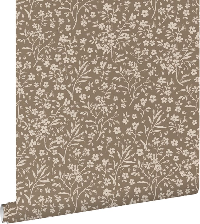 ESTAhome behang bloemetjes taupe - 50 x 900 cm - 139882