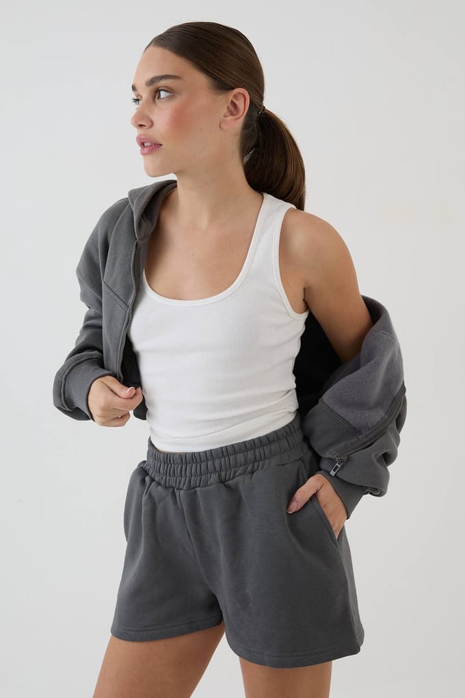 Dames Dsgn Studio Losse Pasvorm Sweat Short | Charcoal | Maat: XS