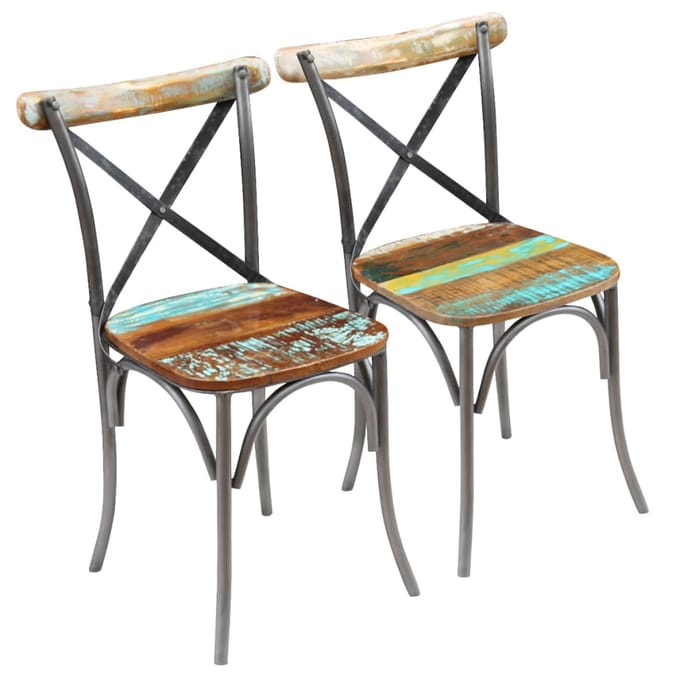 vidaXL - Eetkamerstoelen - 2 - st - massief - gerecycled - hout