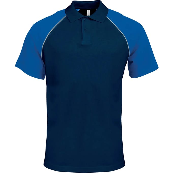 Herenpolo 'Baseball' korte mouwen Navy/Royal Blue - 3XL