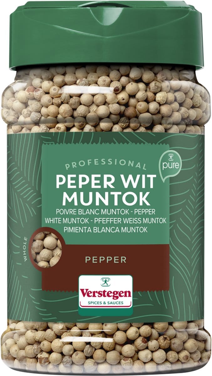 Verstegen - Peper wit Muntok heel - Pure - Strooibus small - Peper & zout - 200g