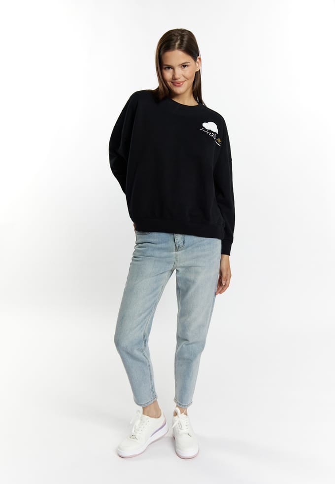 Mymo Sweatshirt met applicatie Dames zwart