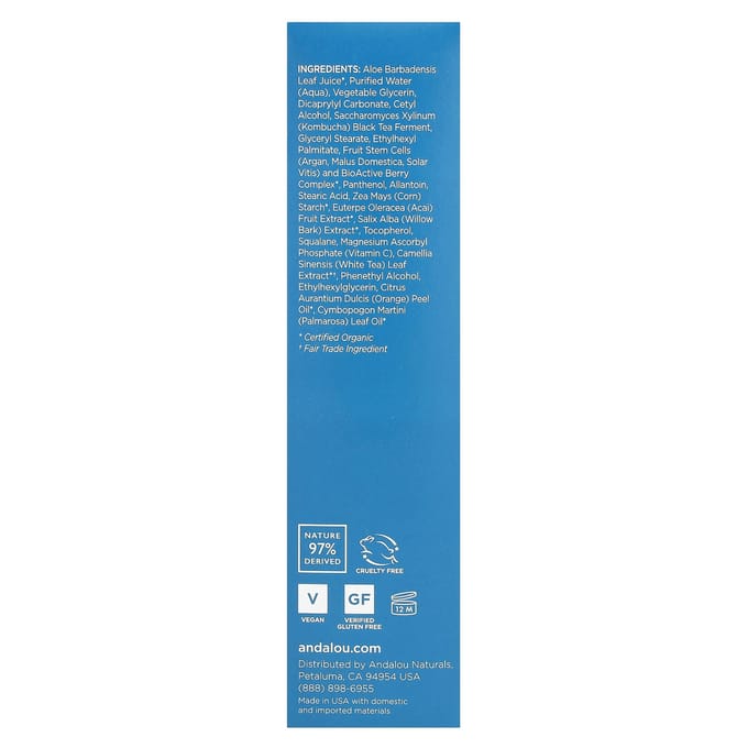 Andalou Naturals, Hydratant sans huile, Açaï + Kombucha, 2,1 fl oz (62ml) white