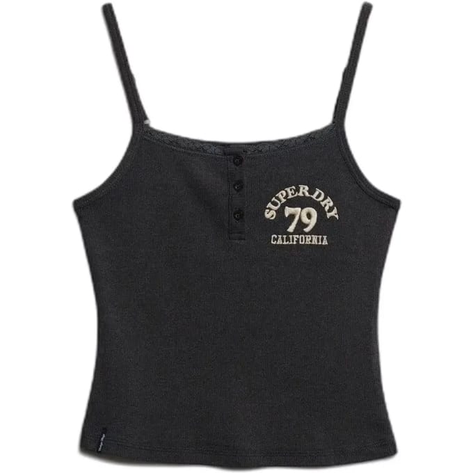 Superdry Athletic Essentials Hemdje met Knopen en Borduursel Grey Grootte: 40