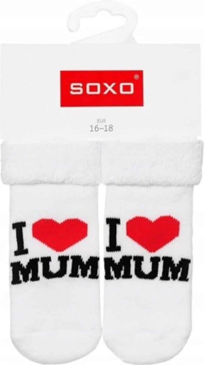 Babysokjes - I love mum - Wit - Maat 16-18