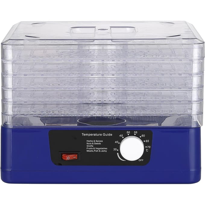 Voedseldroger met 5 laden Automatische uitschakeling Voedseldroger Verstelbare intelligente voedseldroger EU Plug blauw