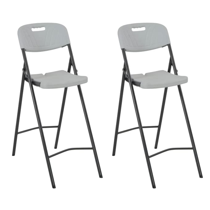 vidaXL - Barstoelen - inklapbaar - 2 - st - HDPE - en - staal - wit