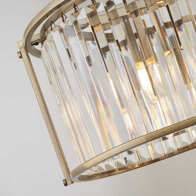 Searchlight Victoria hanglamp, messingkleurig, kristalglas, 78 cm, E27