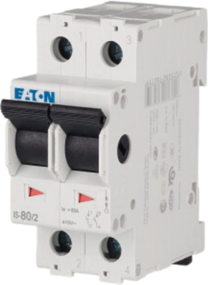 Hoofdschakelaar 2-polig 80 A 2x NC, 2x NO 240 V/AC Eaton 276279