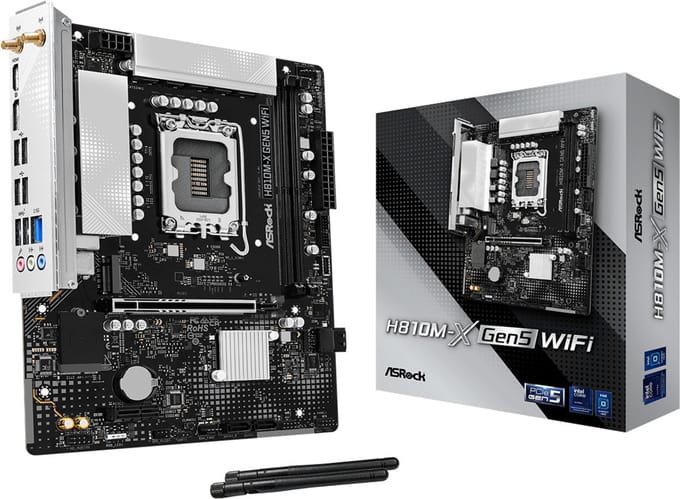 ASRock H810M-X Gen5 WiFi Moederbord - Intel H810 - Intel LGA1851 - DDR5 RAM - Micro-ATX