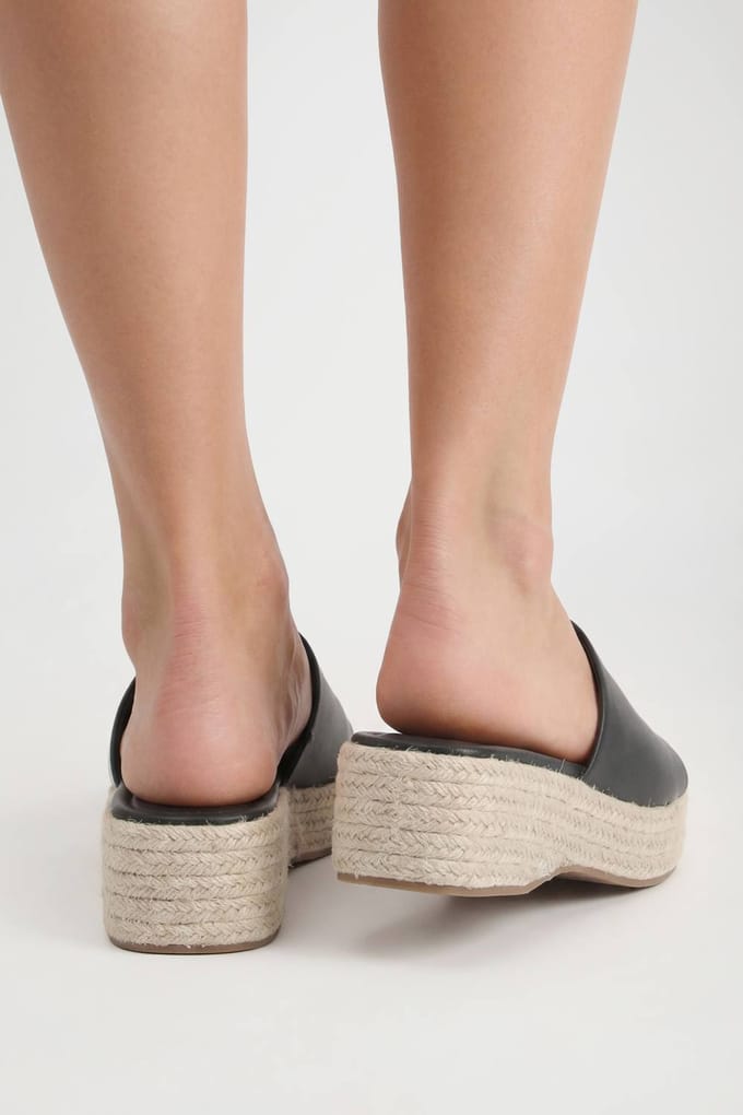 boohoo Dames Espadrille Mule Sleehakken | Black | Maat: 4