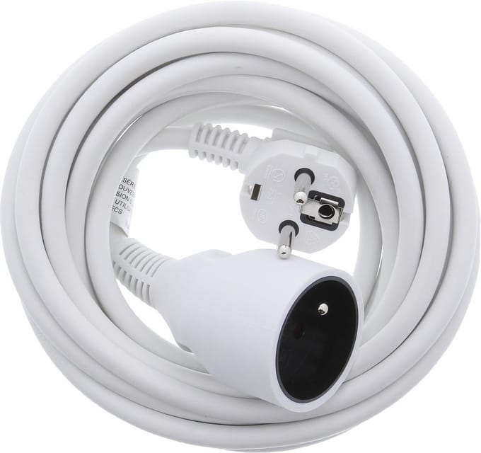 Verlengsnoer - 5 meter - Met penaarde - Wit