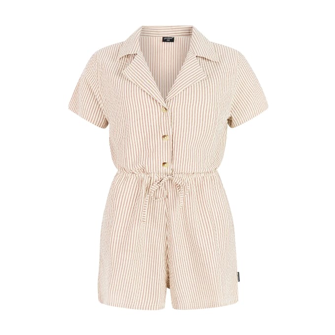 Protest PRTAyko - Playsuit Dames - Korte mouwen - Normale pasvorm - Knoopsluiting - Bruin