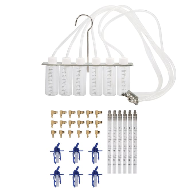 Diesel Flow Meter Adapter Set 6 Cilinder Injector Detector Common Rail Lek Test Kit blue