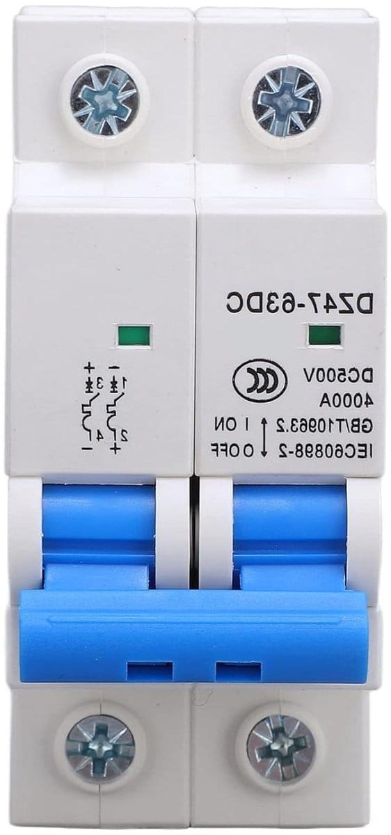 Miniatuur Stroomonderbreker - Zekering 2P - Zonne-energie Systemen - DC500V 4KA - 40A - Grijs