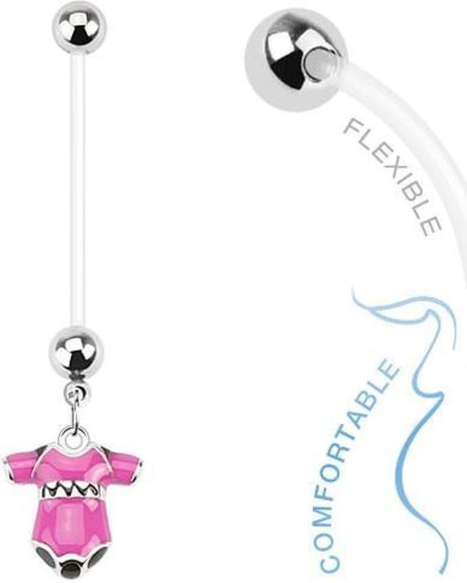 Fako Bijoux® - Zwangerschapspiercing - Rompertje - Roze