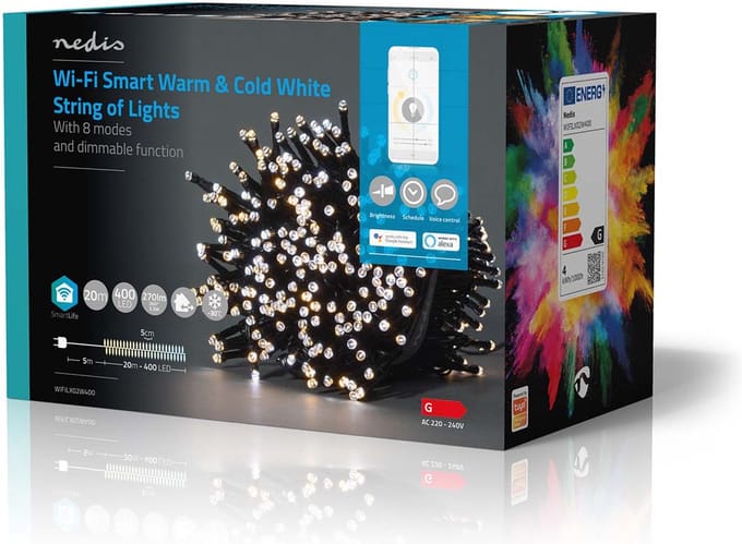 Nedis SmartLife-kerstverlichting - Koord - Wi-Fi - Warm tot Koel Wit - 400 LED's - 20.0 m - Android / IOS