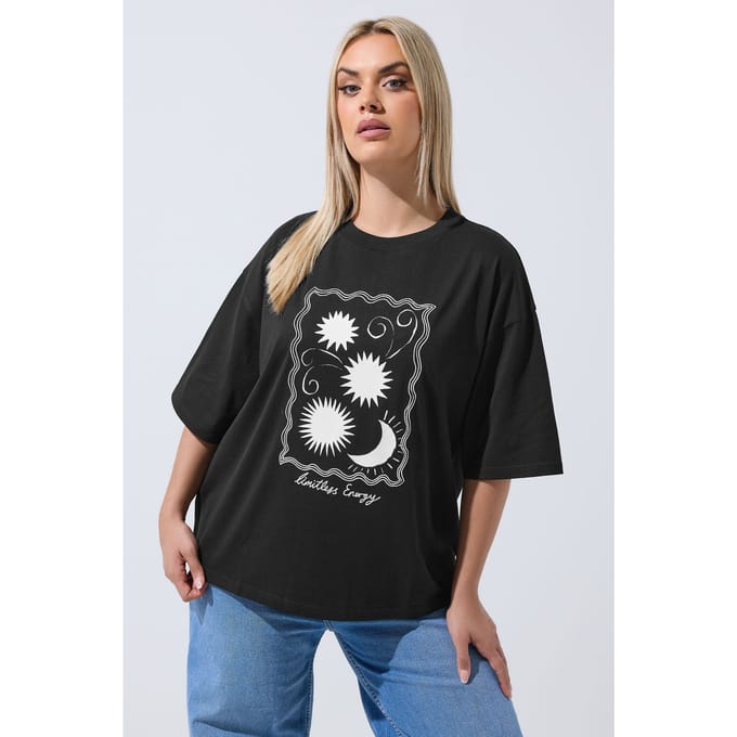 Limited Collection Zwart Tshirt Met Geborduurde Zonprint Size 42