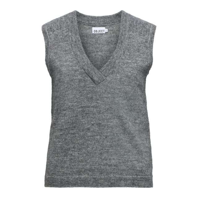 Object objdenisi s/l re knit vest noos 23049215 medium grey melange