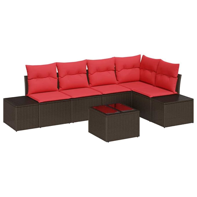 vidaXL Tuin Sofa Set 6 st Bruin poly rattan
