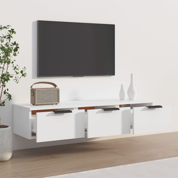 vidaXL - Wandkast - 102x30x20 - cm - bewerkt - hout - wit