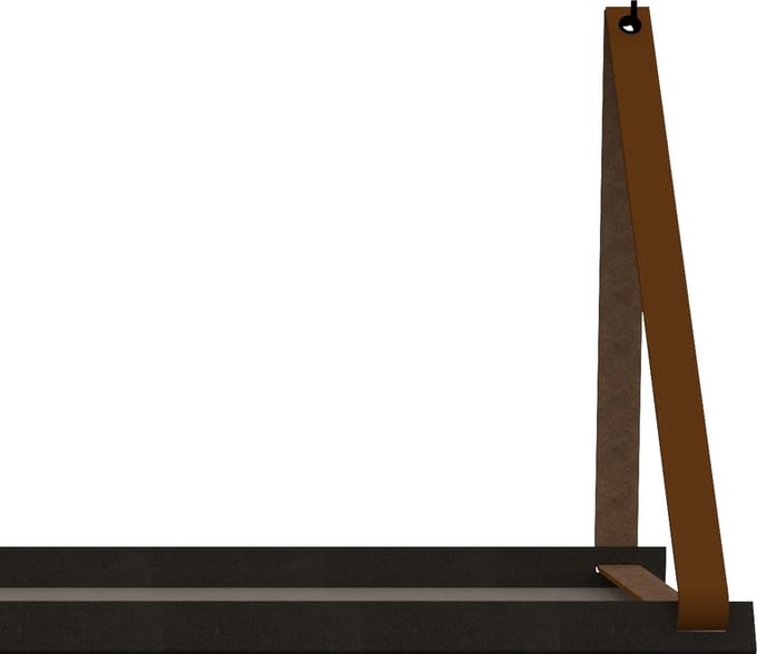 Handles and more -  Stalen wandplank 98cm + leren plankdragers | Lichtbruin