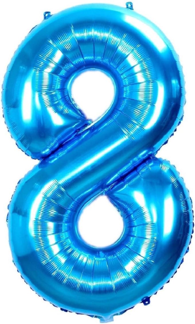 New Age Devi - Cijferballon - Folieballon - 70cm - Blauw - Cijfer 8