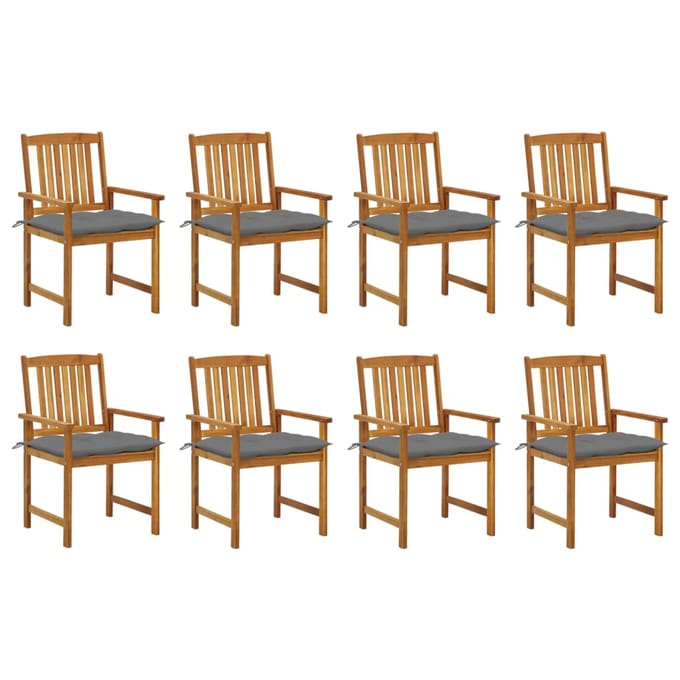 vidaXL - Tuinstoelen - 8 - st - met - kussens - massief - acaciahout