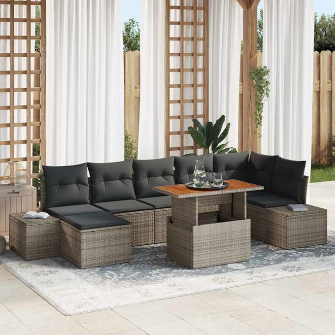vidaXL - Tuinbank - Set - 8 - st - Grijs - en - Bruin
