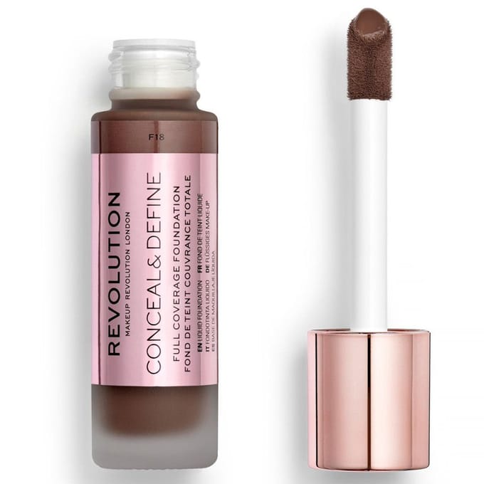 Makeup Revolution Conceal & Define, Oil Free, Cream Foundation, F 18, 23 ml