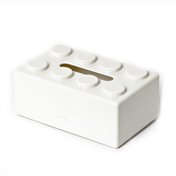 Bouwstenen Tissuebox Creatieve Ponsvrije Wandgemonteerde Tissuebox Veer Papierhanddoekhouder Badkamer Waterdichte Tissuebox wit