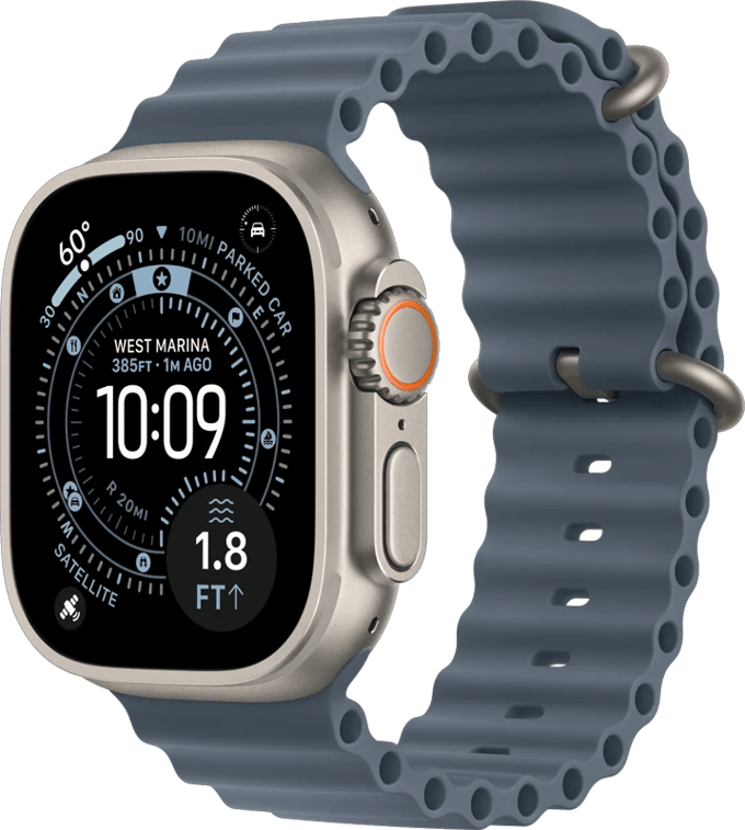 Apple Watch Ultra 3 Cellular 49mm Natural Titanium Case with Anchor Blue Ocean Band