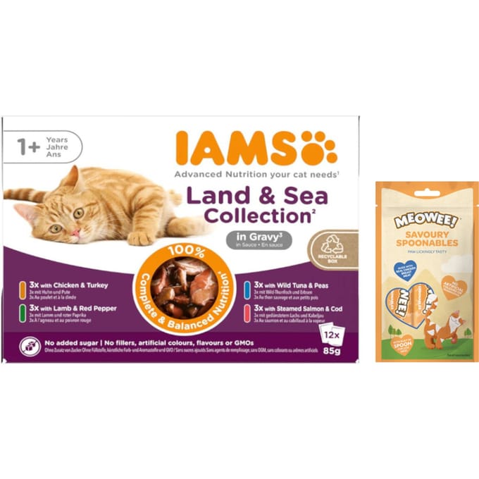 Iams Delights Land & Sea Collection - Kat - Natvoer - 12 x 85 gr