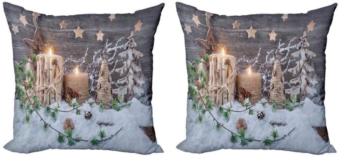 ABAKUHAUS Kussenhoes Set – 2x50x50 cm – Dubbelzijdig Druk – Bruin/Wit