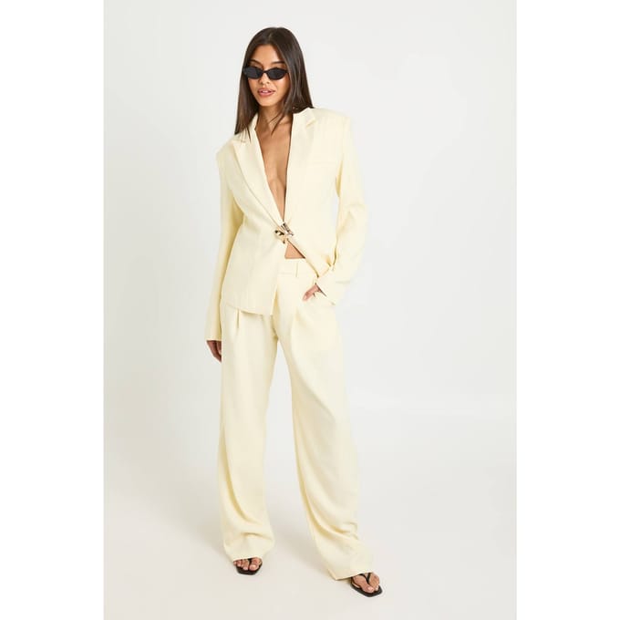 boohoo Dames Blazer Met Goudkleurige Tailleband | Lemon | Maat: 14