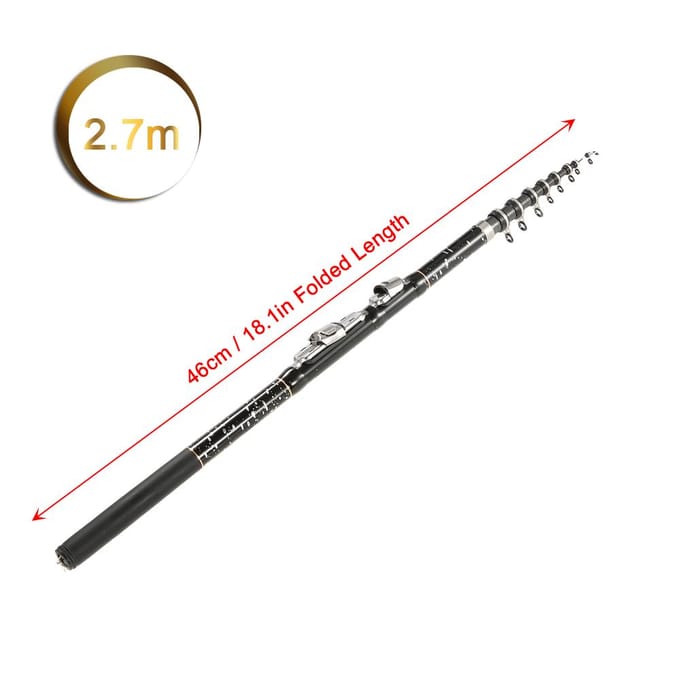 Draagbare telescopische koolstofvezel ultralichte intrekbare vishengel 2.7m gray