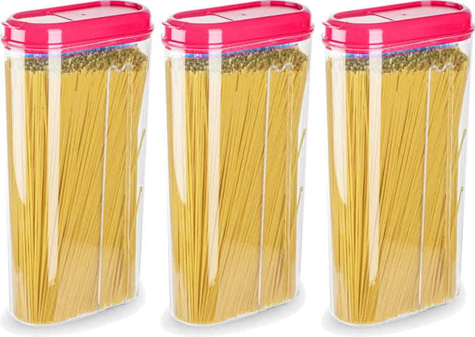 Plasticforte Voedselcontainer strooibus - 3x - roze - 2350 ml - kunststof - voorraadpotten