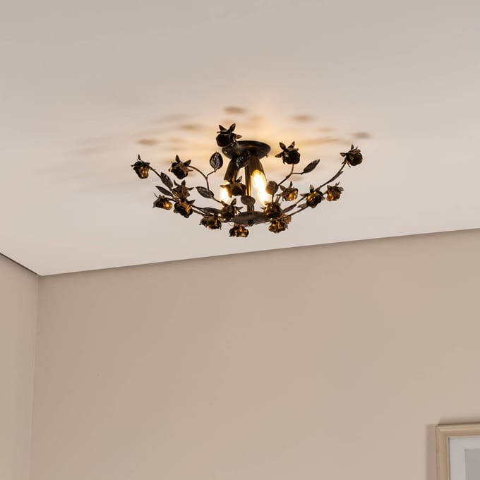 ONLI Carolina plafondlamp, bronskleurig, 3-lamps, ijzer