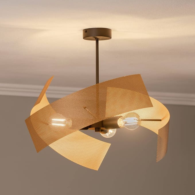 Domiluce Plafondlamp Moira, goudkleurig/zwart, Ø 47 cm, 3-lamps