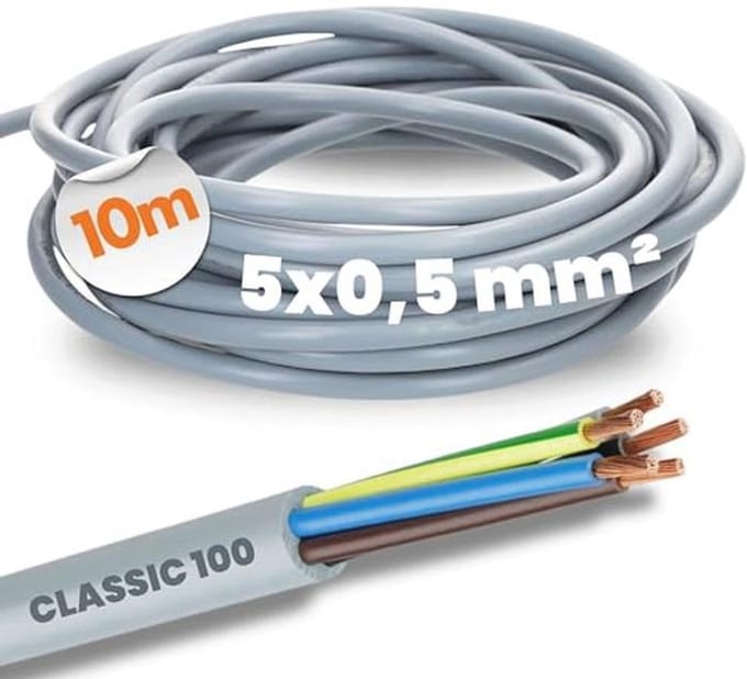 5-aderige Kleurgecodeerde PVC Besturingskabel 10 Meter 5G0,5 mm² - Flexibel en Duurzaam