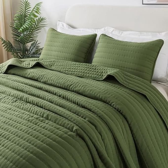 Cuddly Bedspread 200 x 220 cm - Ultra Soft Microfiber Blanket - All Seasons Sofa Throw in Green