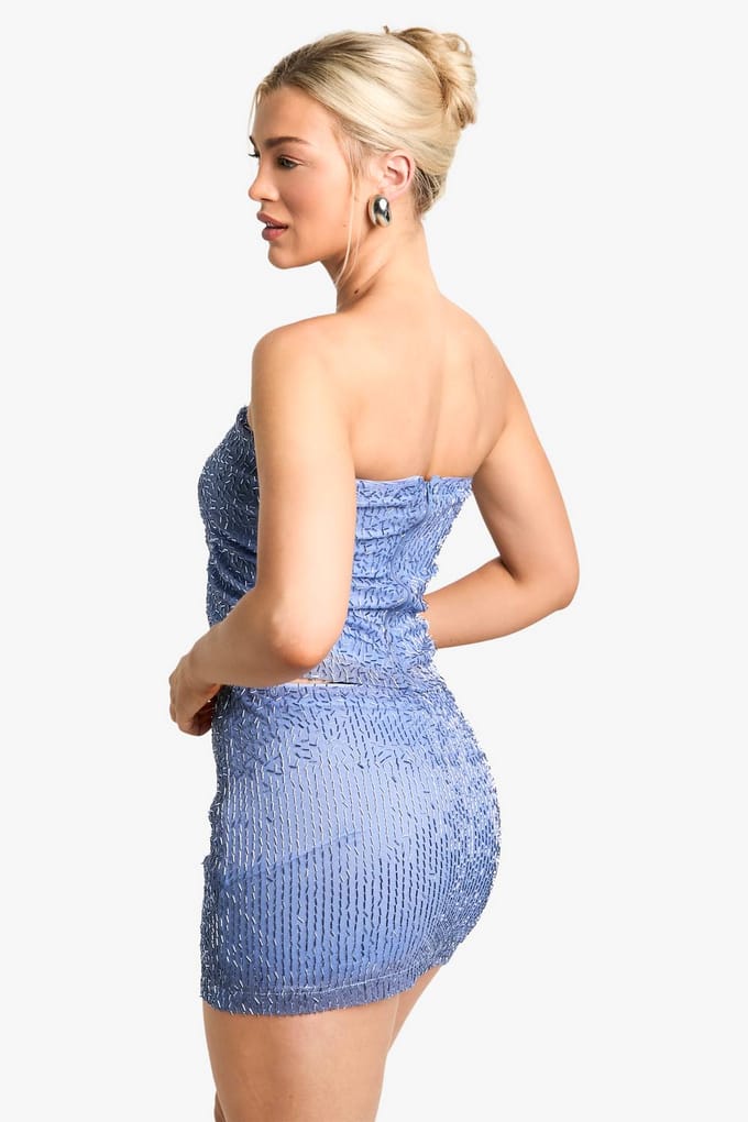 boohoo Dames Sequin Micro Mini Rok | Blauw | Maat: 36